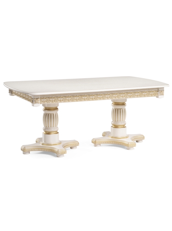 Деревянный стол Морнит 180(240)х100х76 слоновая кость / золото