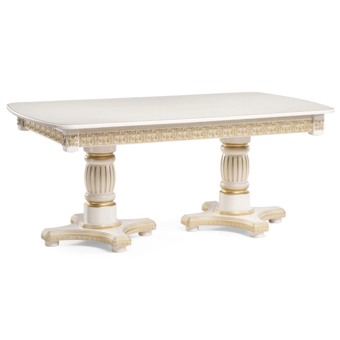 Деревянный стол Морнит 180(240)х100х76 слоновая кость / золото