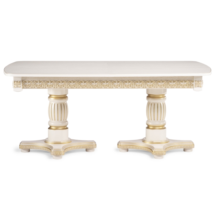 Деревянный стол Морнит 180(240)х100х76 слоновая кость / золото