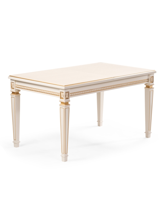 Деревянный стол Паветти 140(184)х85х77 слоновая кость / золото