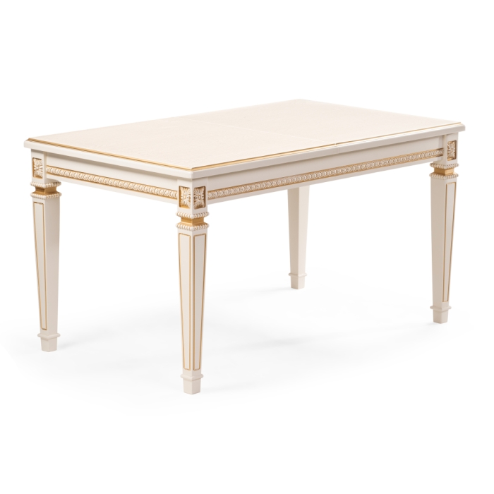 Деревянный стол Паветти 140(184)х85х77 слоновая кость / золото