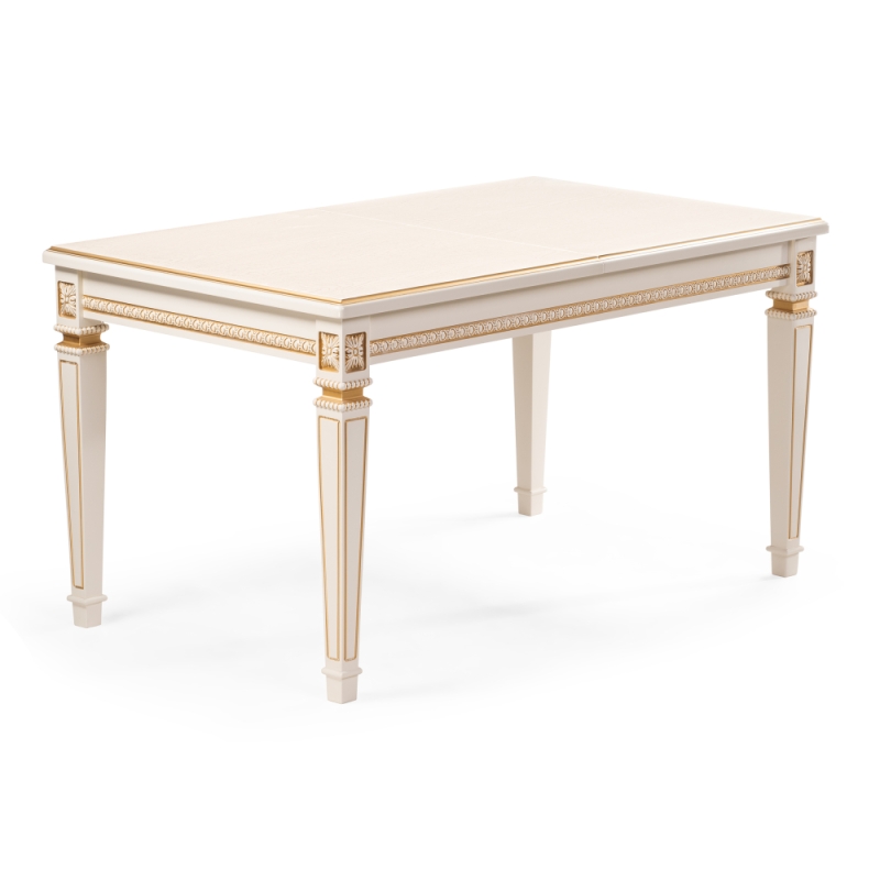 Деревянный стол Паветти 140(184)х85х77 слоновая кость / золото