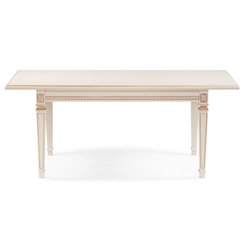 Деревянный стол Паветти 140(184)х85х77 слоновая кость / золото