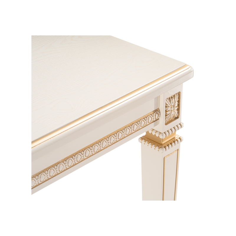 Деревянный стол Паветти 140(184)х85х77 слоновая кость / золото