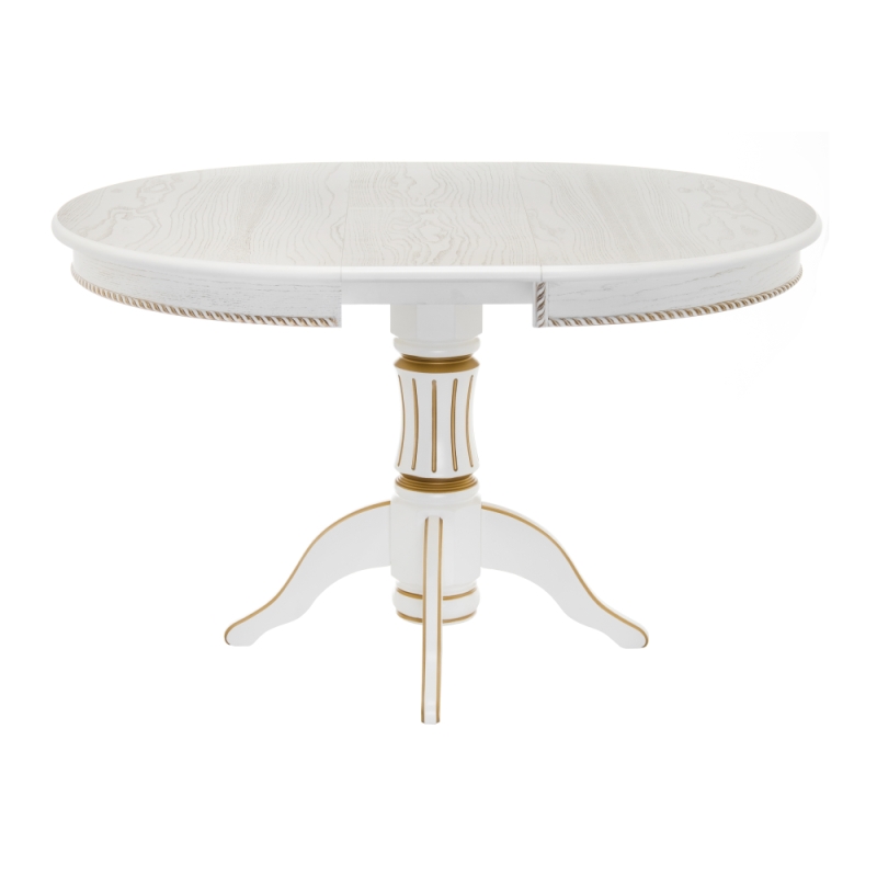 Деревянный стол Павия 100(130)х100х79 молочный с золотой патиной