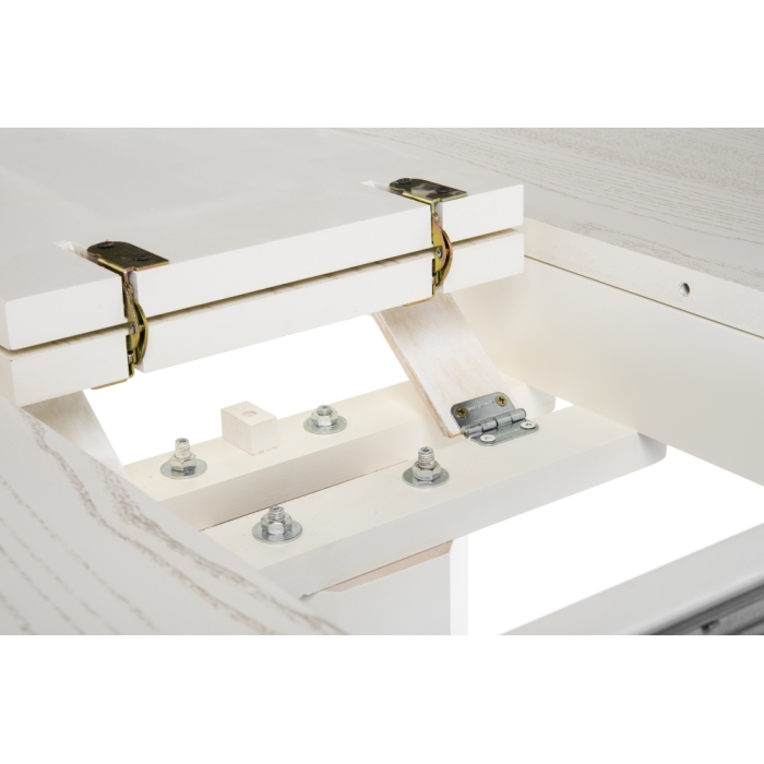 Деревянный стол Павия 100(130)х100х79 молочный с золотой патиной