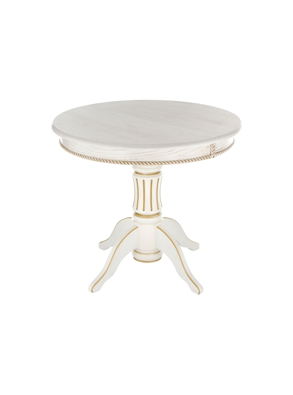 Деревянный стол Павия 90(120)х90х80 молочный с золотой патиной