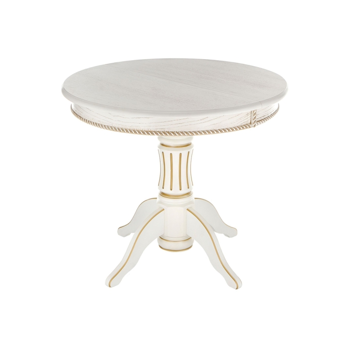 Деревянный стол Павия 90(120)х90х80 молочный с золотой патиной