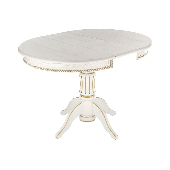 Деревянный стол Павия 90(120)х90х80 молочный с золотой патиной