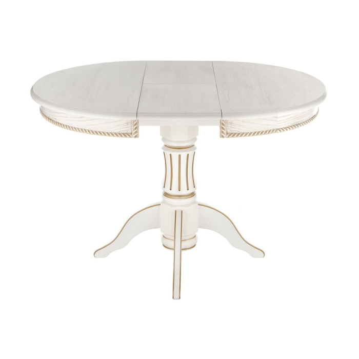 Деревянный стол Павия 90(120)х90х80 молочный с золотой патиной