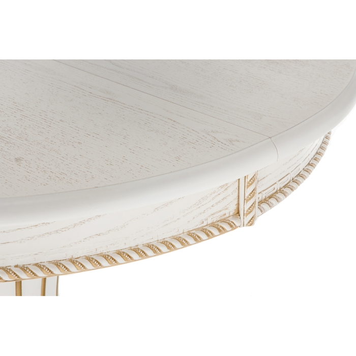 Деревянный стол Павия 90(120)х90х80 молочный с золотой патиной