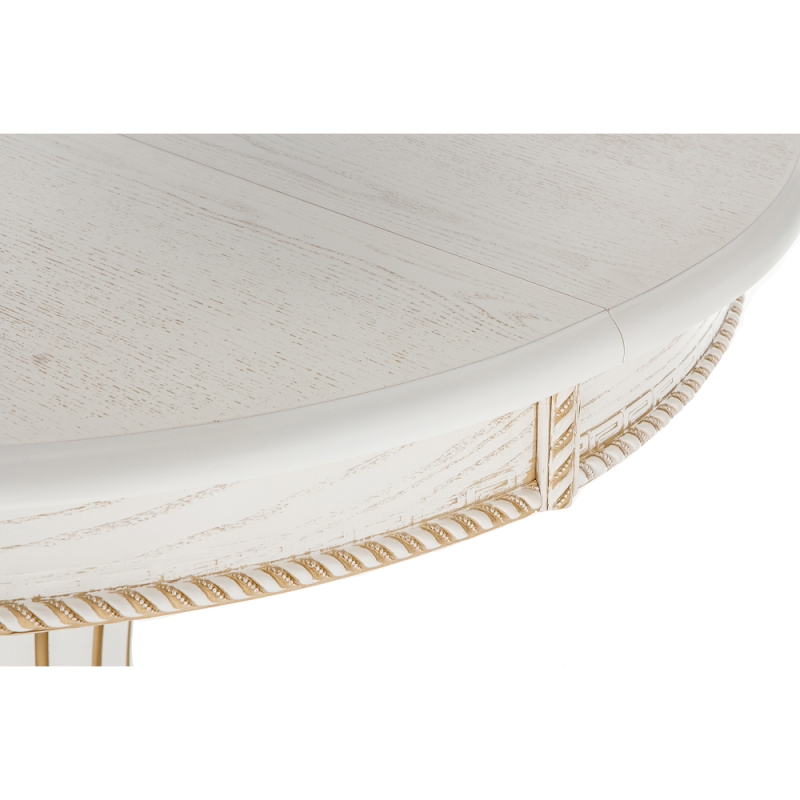 Деревянный стол Павия 90(120)х90х80 молочный с золотой патиной