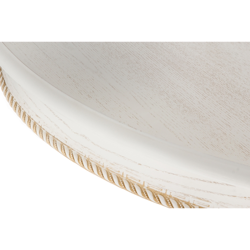 Деревянный стол Павия 90(120)х90х80 молочный с золотой патиной