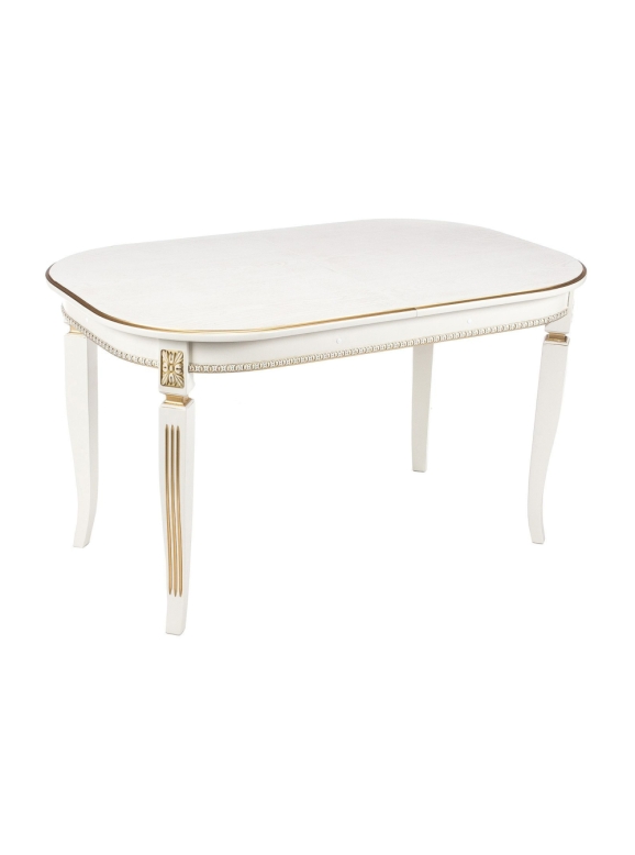 Деревянный стол Romeo 130(170)х85х75 молочный / патина золото