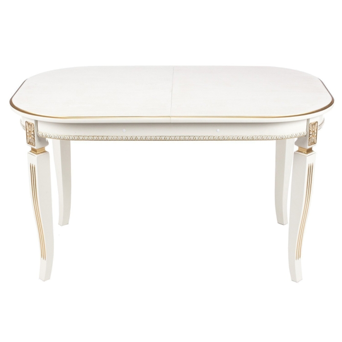 Деревянный стол Romeo 130(170)х85х75 молочный / патина золото