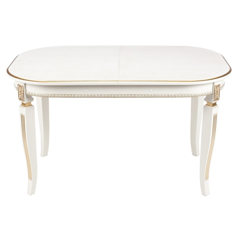 Деревянный стол Romeo 130(170)х85х75 молочный / патина золото