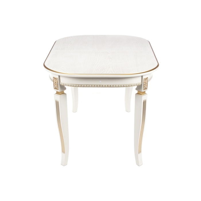 Деревянный стол Romeo 130(170)х85х75 молочный / патина золото