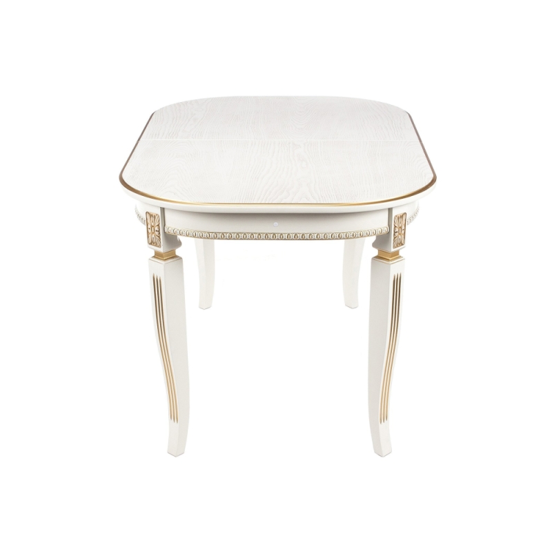 Деревянный стол Romeo 130(170)х85х75 молочный / патина золото