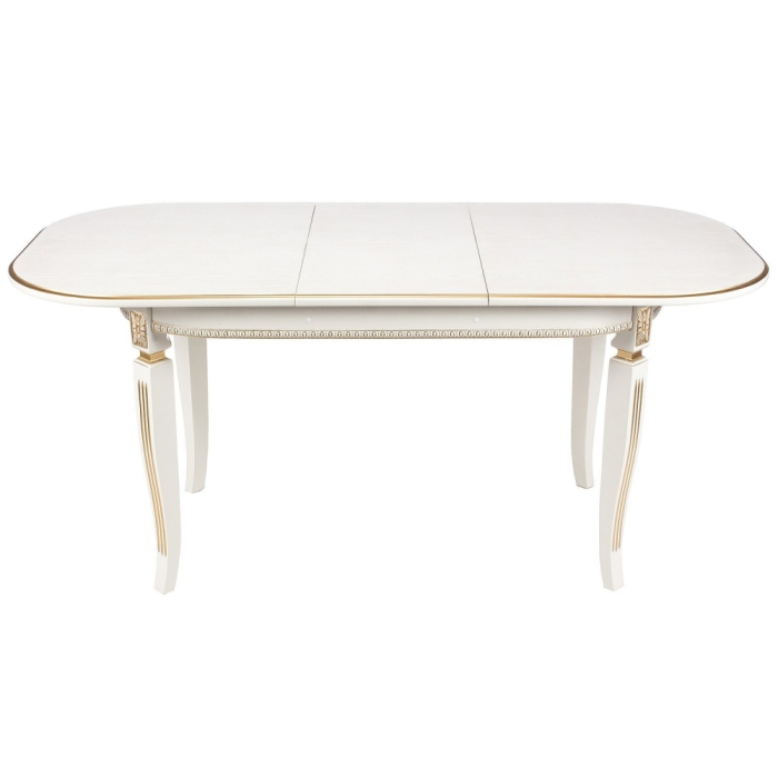 Деревянный стол Romeo 130(170)х85х75 молочный / патина золото