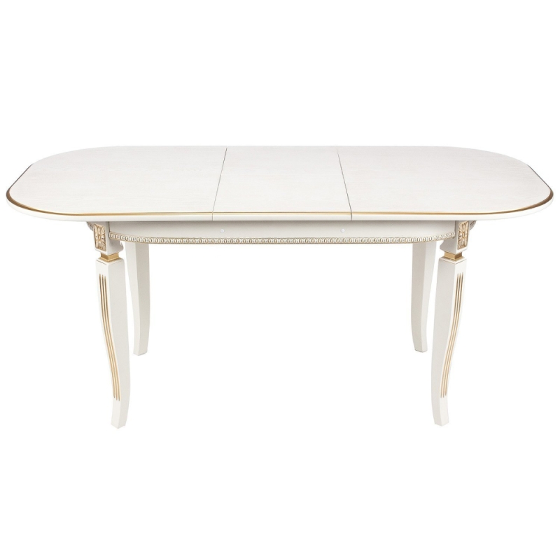 Деревянный стол Romeo 130(170)х85х75 молочный / патина золото