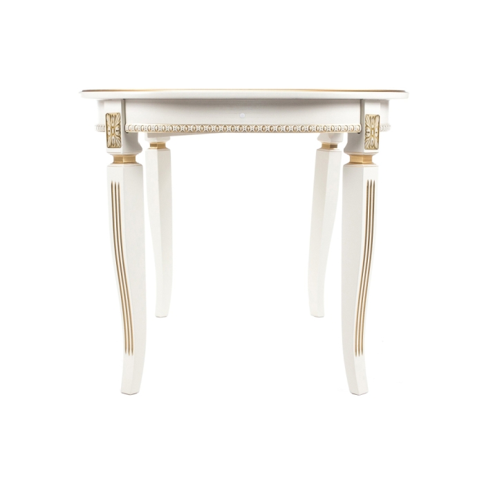 Деревянный стол Romeo 130(170)х85х75 молочный / патина золото