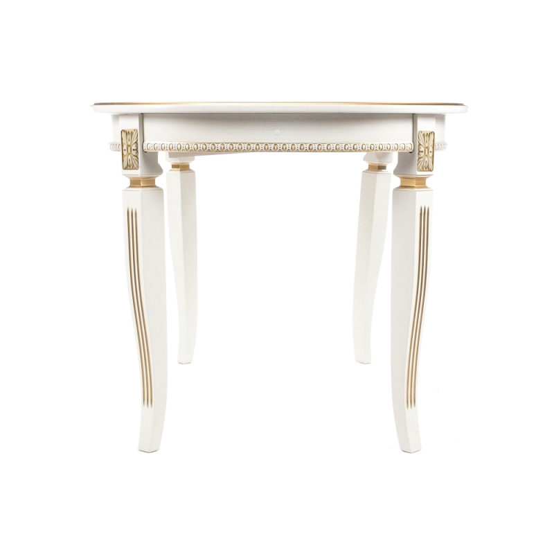 Деревянный стол Romeo 130(170)х85х75 молочный / патина золото