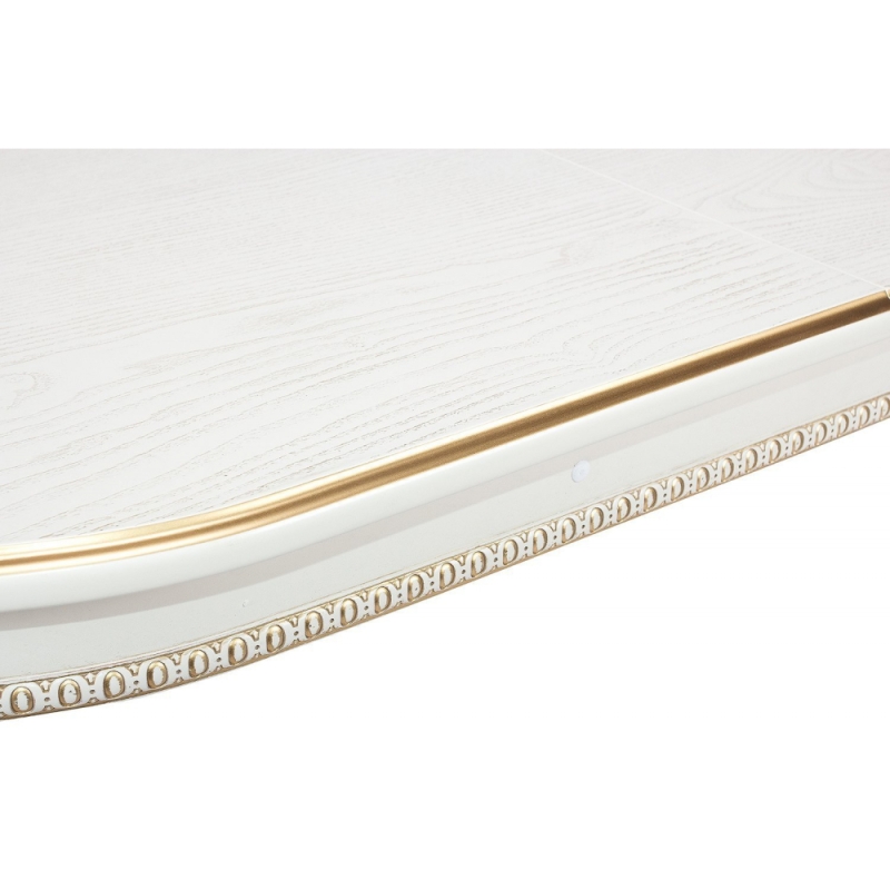 Деревянный стол Romeo 130(170)х85х75 молочный / патина золото