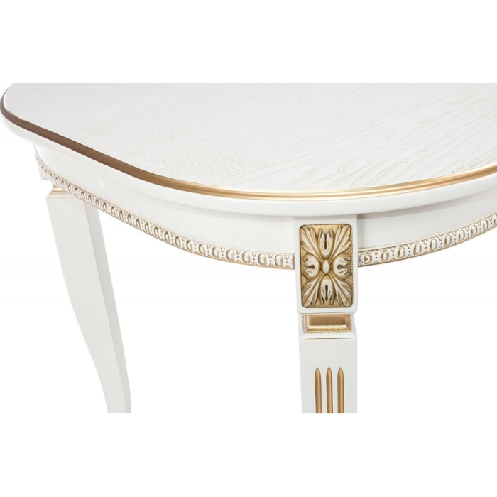 Деревянный стол Romeo 130(170)х85х75 молочный / патина золото