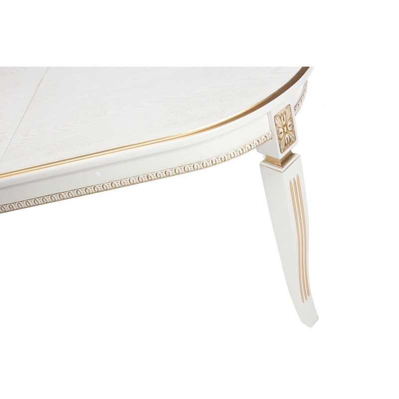 Деревянный стол Romeo 130(170)х85х75 молочный / патина золото