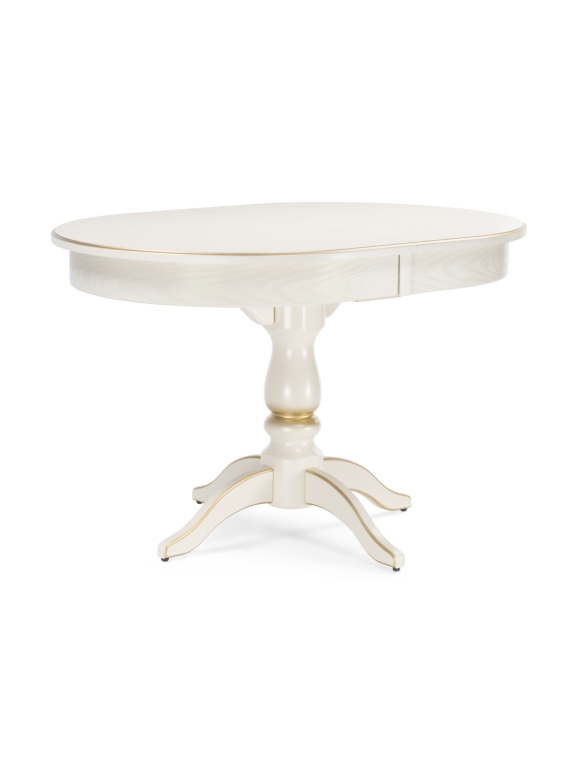 Деревянный стол Сайрус 120(160)х84х76 слоновая кость / золото