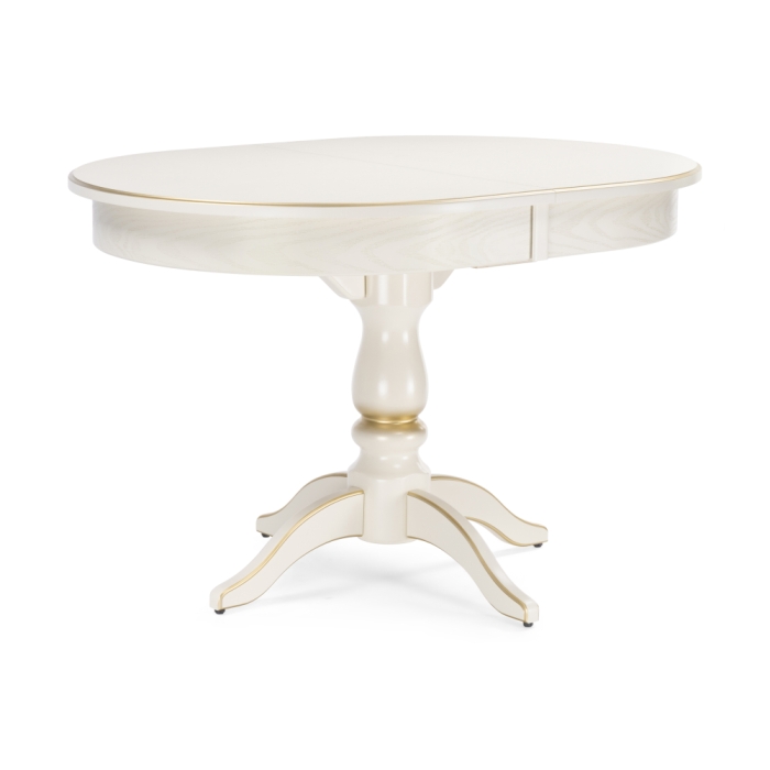 Деревянный стол Сайрус 120(160)х84х76 слоновая кость / золото