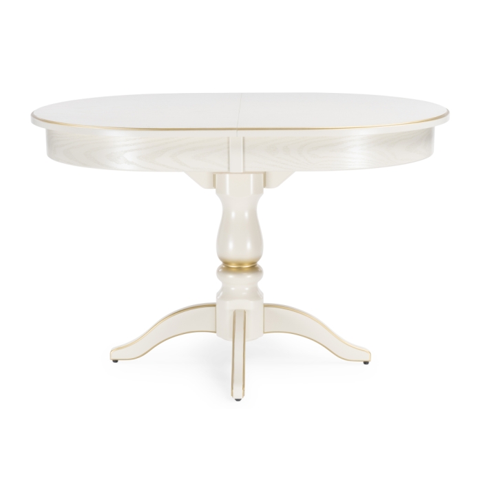 Деревянный стол Сайрус 120(160)х84х76 слоновая кость / золото