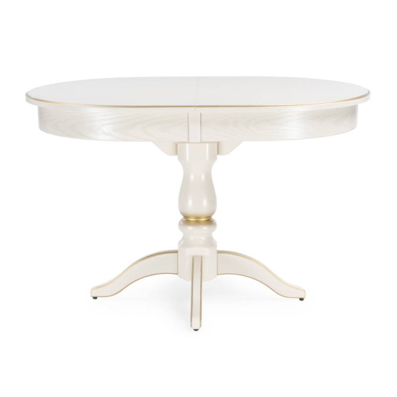 Деревянный стол Сайрус 120(160)х84х76 слоновая кость / золото