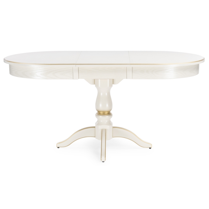 Деревянный стол Сайрус 120(160)х84х76 слоновая кость / золото