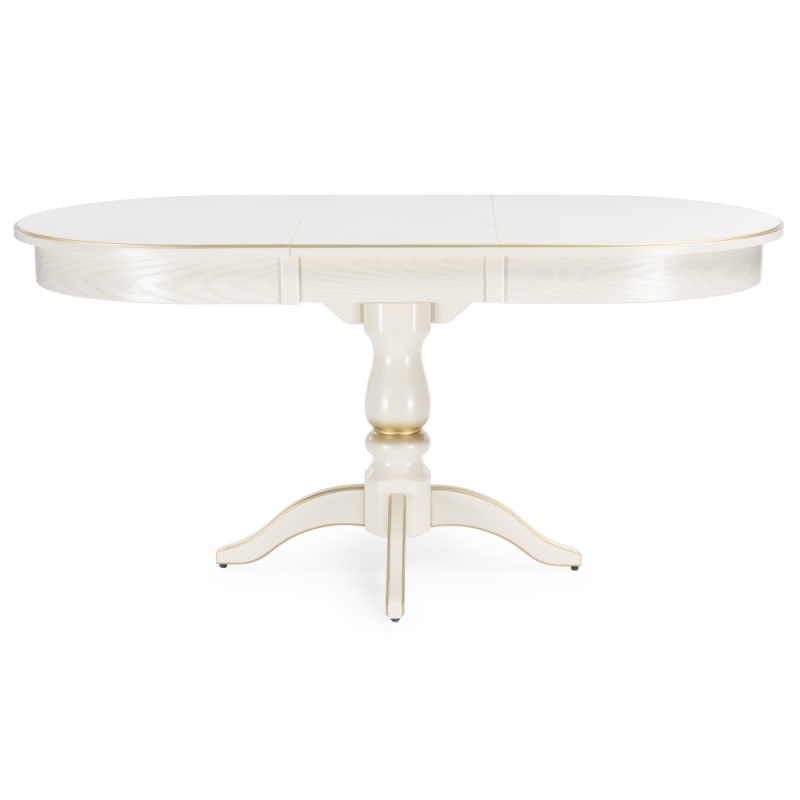 Деревянный стол Сайрус 120(160)х84х76 слоновая кость / золото