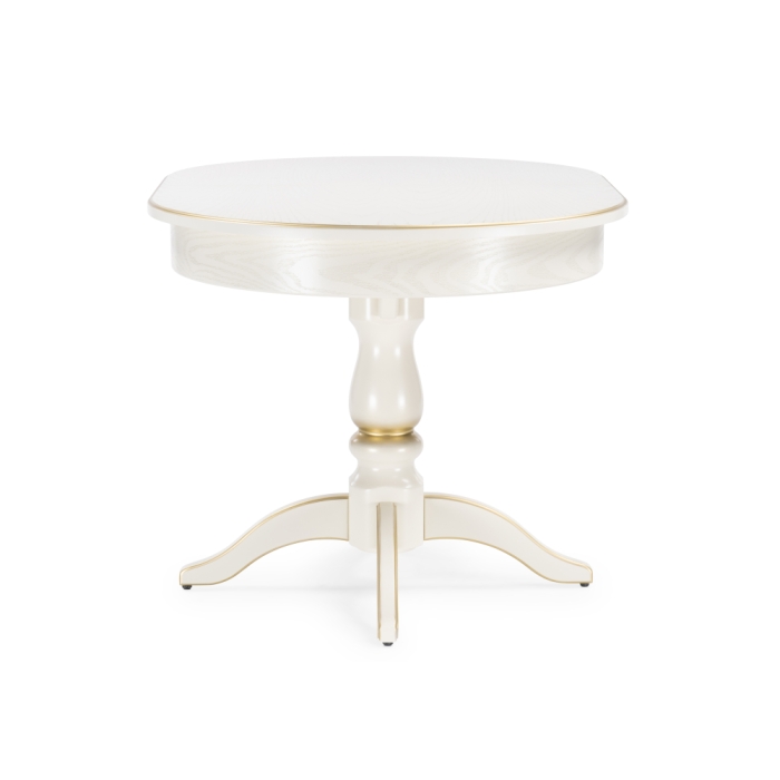 Деревянный стол Сайрус 120(160)х84х76 слоновая кость / золото