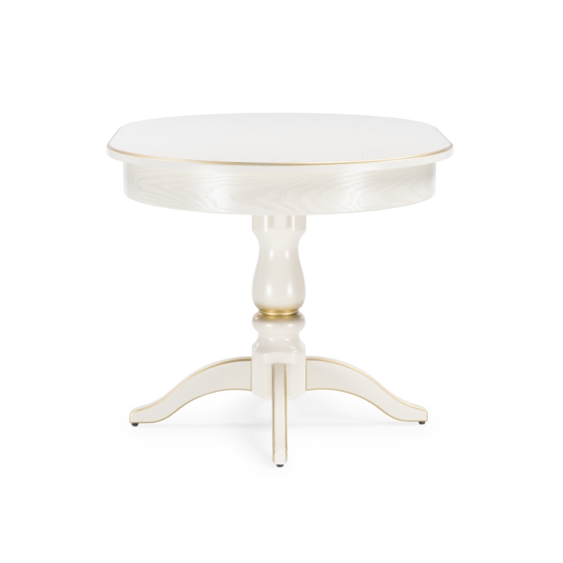 Деревянный стол Сайрус 120(160)х84х76 слоновая кость / золото