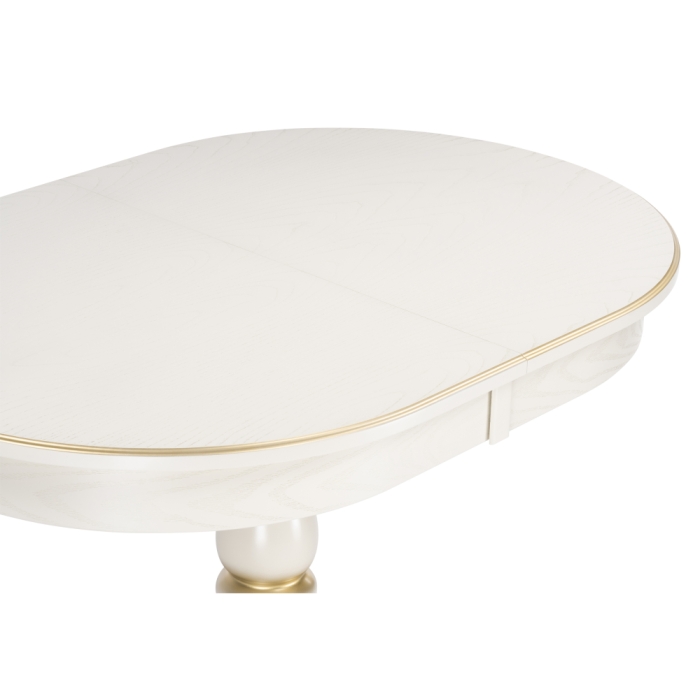 Деревянный стол Сайрус 120(160)х84х76 слоновая кость / золото