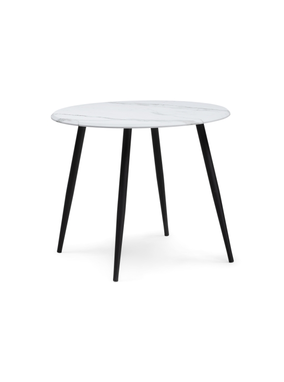 Деревянный стол Абилин 90х76 мрамор белый / черный матовый