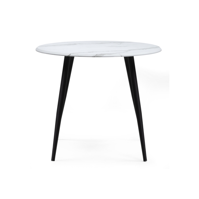 Деревянный стол Абилин 90х76 мрамор белый / черный матовый