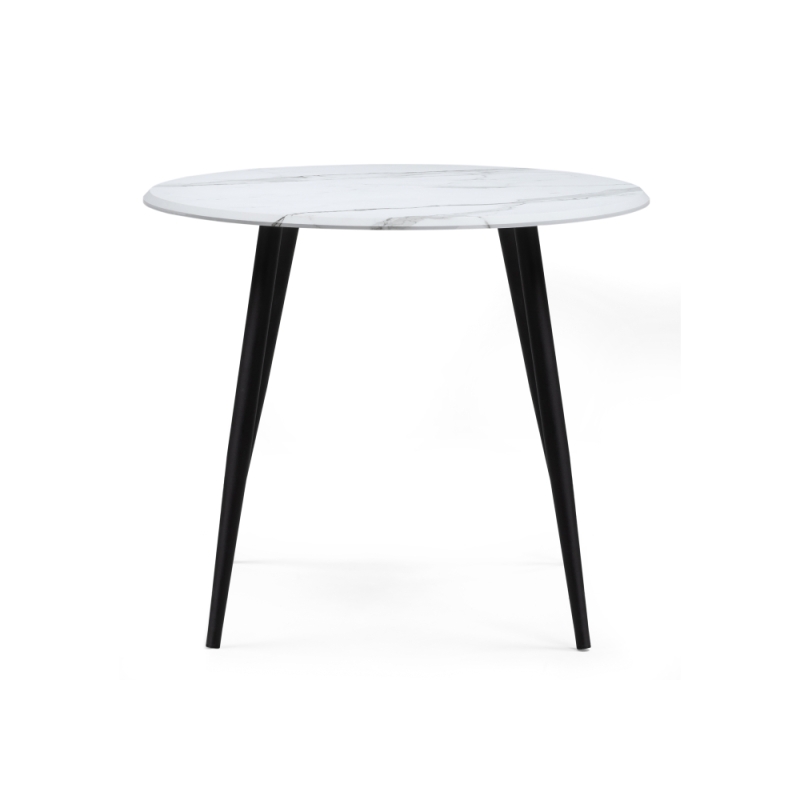 Деревянный стол Абилин 90х76 мрамор белый / черный матовый