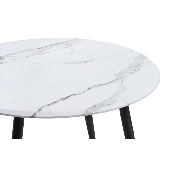 Деревянный стол Абилин 90х76 мрамор белый / черный матовый