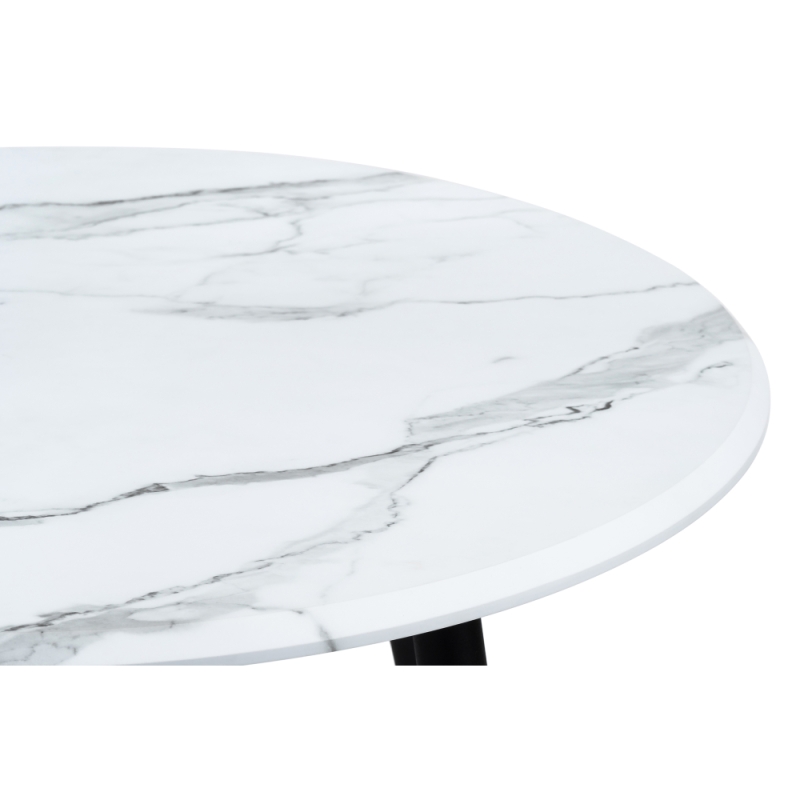 Деревянный стол Абилин 90х76 мрамор белый / черный матовый