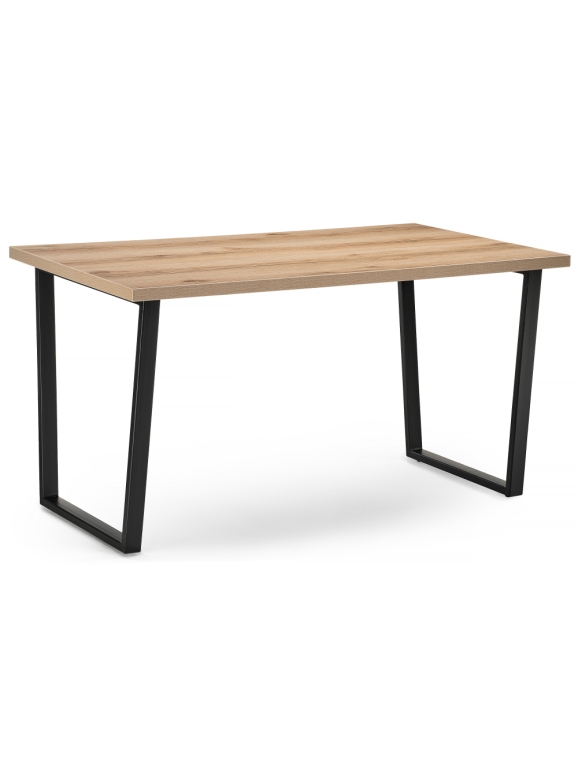 Стол Лота Лофт 140х80х75 25 мм черный матовый / дуб делано светлый