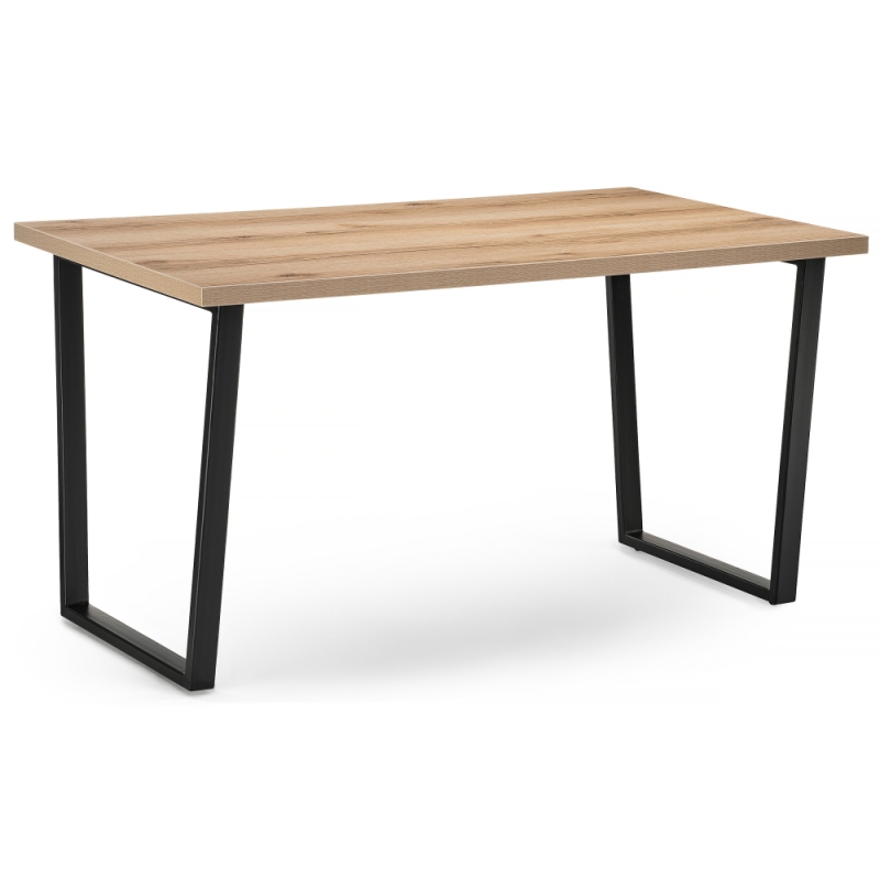 Стол Лота Лофт 140х80х75 25 мм черный матовый / дуб делано светлый