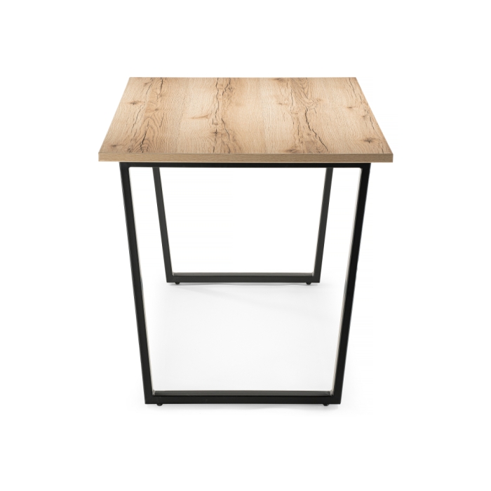 Стол Лота Лофт 140х80х75 25 мм черный матовый / дуб делано светлый