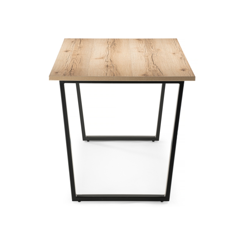 Стол Лота Лофт 140х80х75 25 мм черный матовый / дуб делано светлый