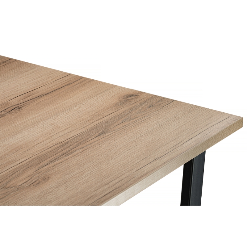 Стол Лота Лофт 140х80х75 25 мм черный матовый / дуб делано светлый