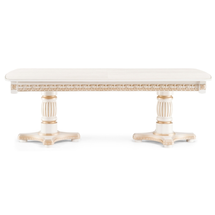 Деревянный стол Морнит 220(320)х110 молочный / золото