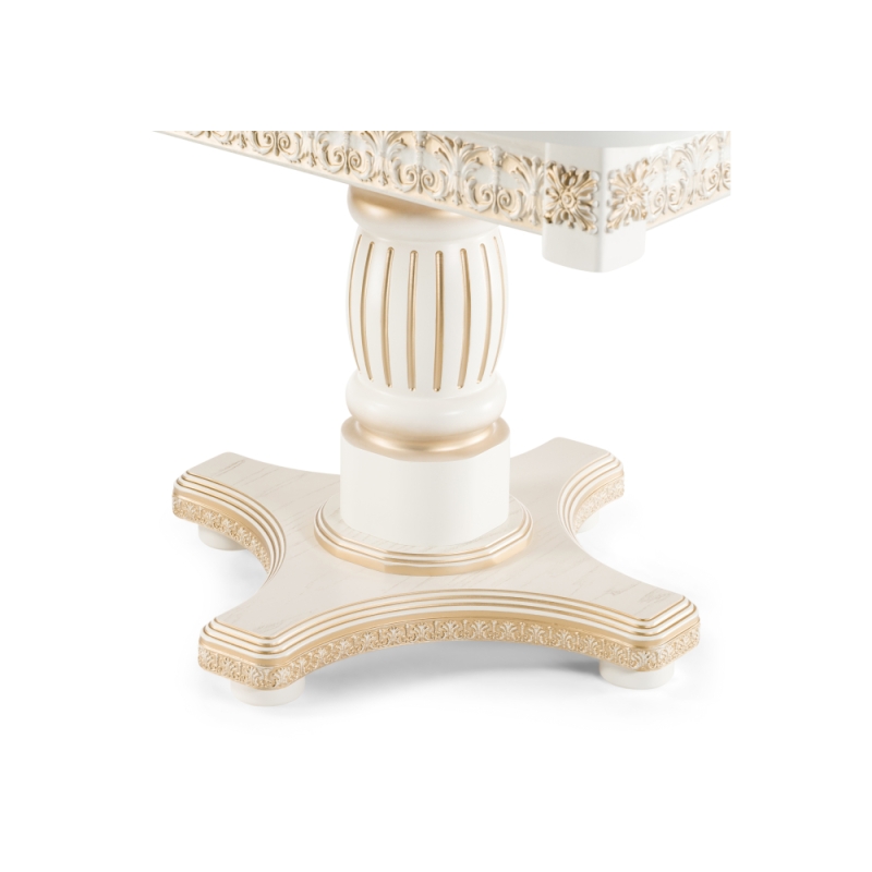 Деревянный стол Морнит 220(320)х110 молочный / золото